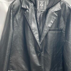 Men’s Black Leather Jacket with detachable hoodie